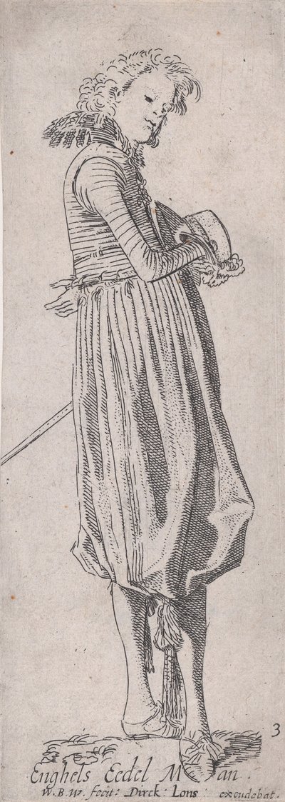 イギリスの貴族、『さまざまな国の貴族』プレート3より、1615年頃。 作： Willem Pietersz. Buytewech