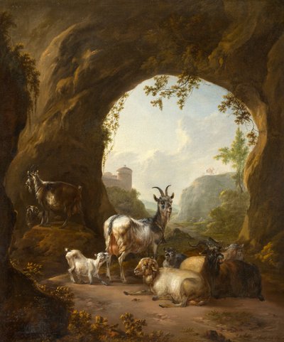 洞窟のヤギと羊 作： Willem Pietersz Buytewech