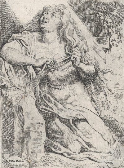荒野のマグダラのマリア、カリフォルニア州。 1613-14。 作： Willem Pietersz. Buytewech