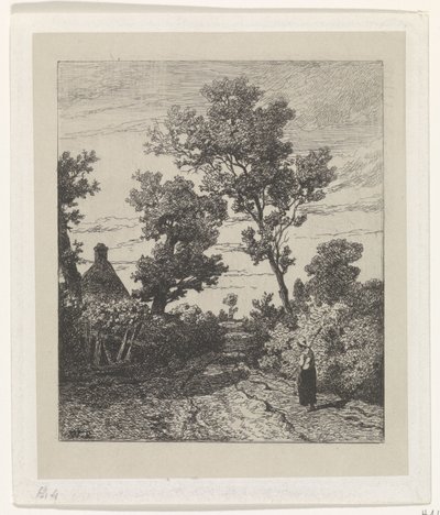 田舎道の農家の妻 作： Willem Roelofs (I)