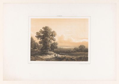 二人の人物がいる風景 作： Willem Roelofs (I)