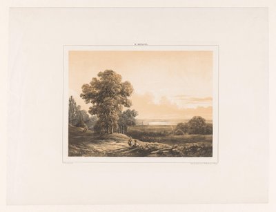 二人の人物がいる風景 作： Willem Roelofs (I)