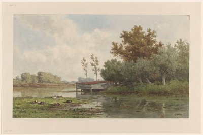水とアヒルのある風景 作： Willem Roelofs (I)