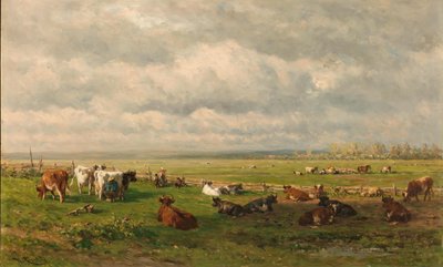 牛のいる牧草地の風景 Weidelandschap met vee 作： Willem Roelofs (I)
