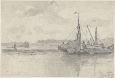 パペンドレヒトの風景の中の漁船 作： Willem Roelofs (I)
