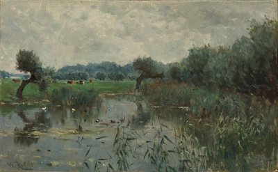 アイセル川の水の牧草地 作： Willem Roelofs (I)