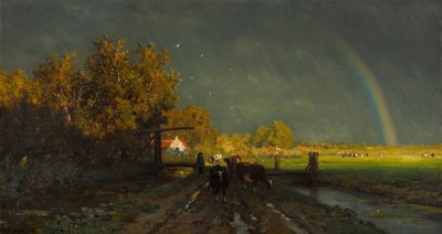 ""Arc en ciel"" (Rainbow) Peinture de Willem Roelofs (1822-1897) - 1875 - キャンバスに油彩 Dim 96.2x147.7 cm ハーグ市立美術館 (ラ・ヘイ) 作： Willem Roelofs