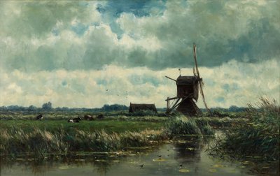 Abcoude 近くの風車のある干拓地の風景 作： Willem Roelofs