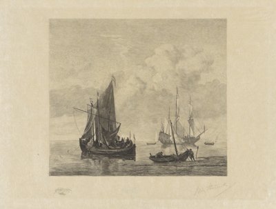 穏やかな海の帆船 作： Willem Steelink (II) (signed by artist)