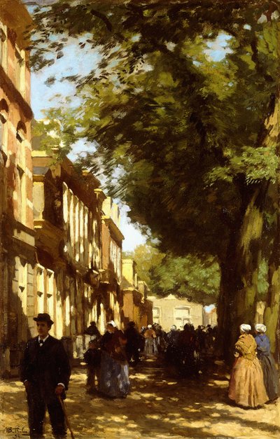 にぎやかな街の通りの正午 作： Willem Tholen