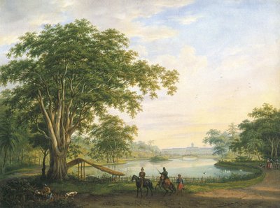 Buitenzorgの総督の古い宮殿の庭園の正面 作： Willem Troost