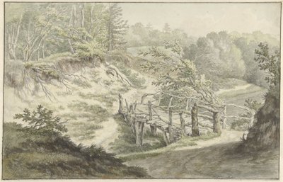 木製の橋のある砂丘の風景 作： Willem Uppink