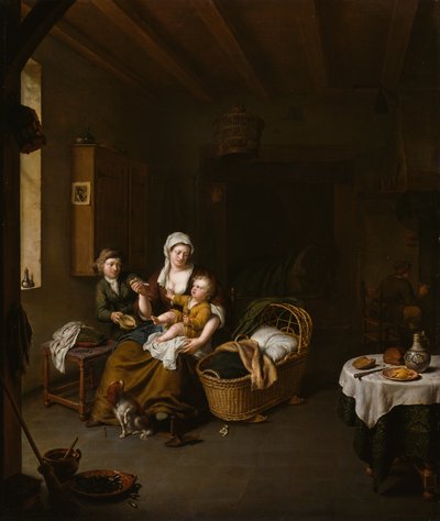 子供に食事を与える母親 (The Happy Mother) 作： Willem Van Mieris