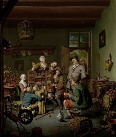 レア度ボックス（？T Fraay Curieus）。 1718 作： Willem Van Mieris