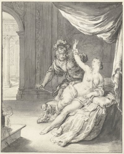 タルクィニウスがルクレティアを脅す 作： Willem Van Mieris