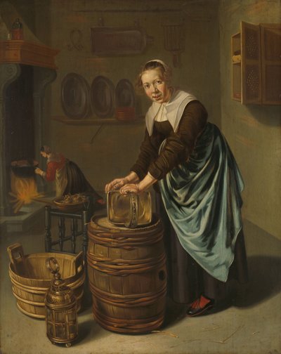 船を洗っている女性 作： Willem Van Odekercken
