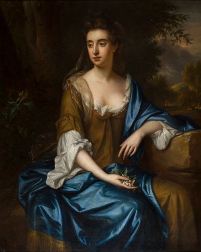 未知の女性の肖像、c.1675-87（キャンバスに油彩） 作： Willem Wissing