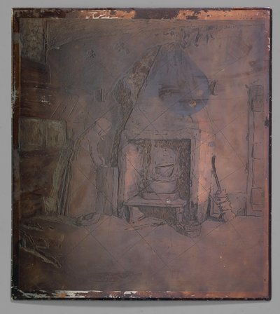 暖炉のそばで女性とインテリア 作： Willem Witsen (possibly)