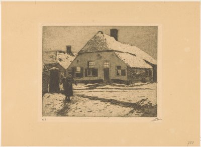エーデの道路の雪に覆われた家 作： Willem Witsen (signed by artist)
