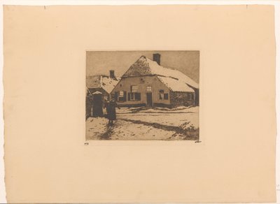 エーデの道路の雪に覆われた家 作： Willem Witsen (signed by artist)
