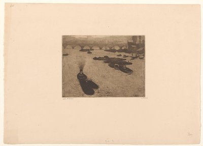 ロンドンのテムズ川のボート 作： Willem Witsen (signed by artist)