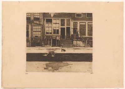 アムステルダムのカナルハウスの眺め 作： Willem Witsen (signed by artist)