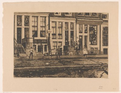 アムステルダムのアウデワールの家々の眺め 作： Willem Witsen (signed by artist)