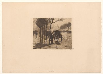 ロンドンのビクトリア堤防で待っている馬車 作： Willem Witsen (signed by artist)