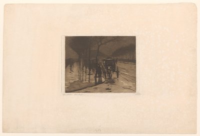 ロンドンのビクトリア堤防で待っている馬車 作： Willem Witsen (signed by artist)