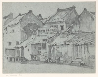 バタビアの川沿いの家屋の背面ファサード 作： Willem Arnoldus Witsen