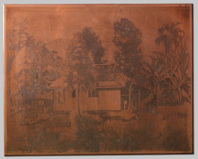 ブイテンゾルグ、火山を背景にした家 作： Willem Arnoldus Witsen