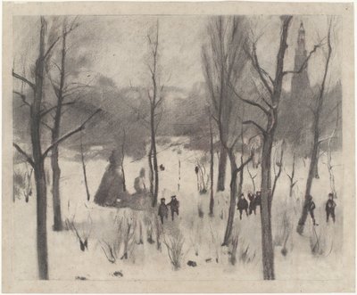 雪の中の木々の間の子供たち 作： Willem Arnoldus Witsen