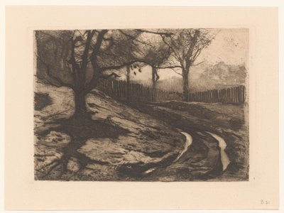 木とフェンスのある風景 作： Willem Arnoldus Witsen