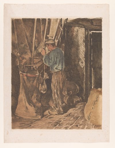 小麦粉の袋を持つミラー 閉ざされたドアのミラー (原題) 作： Willem Arnoldus Witsen