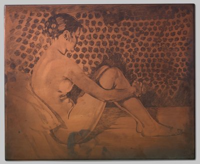 裸でソファに座り、膝を立てている 作： Willem Arnoldus Witsen