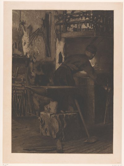 Wijk bij Duurstede の鍛冶屋の火のそばの鍛冶屋 Forge with fire (Jan) (原題) 作： Willem Arnoldus Witsen