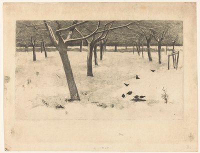 鳥のいる雪の果樹園 作： Willem Arnoldus Witsen