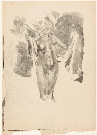 立っている裸の女性が体を乾かしています 作： Willem Arnoldus Witsen