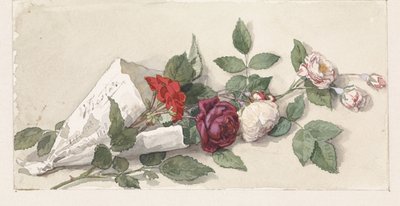バラとペラルゴニウムの花束 作： Willem de Famars Testas