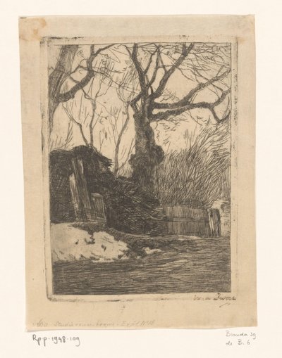 フェンスの近くの木とファゴット 木の柵の近くの枝 (原題) 作： Willem de Zwart (signed by artist)
