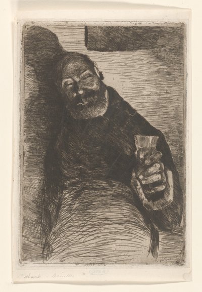 酒飲み (オブジェクトの元のタイトル) Man with Raised Glass (原題) 作： Willem de Zwart (signed by artist)