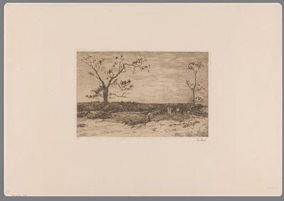 裸の木と木こりのある風景 ローディングコピス（原題） 作： Willem de Zwart (signed by artist)