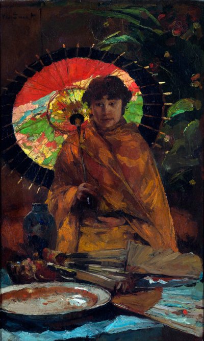 「日傘を持つ少女」ウィレム・デ・ズヴァルト作（862-1931） - 1899年頃 - キャンバスに油彩 Dim 82.5x51 cm ハーグ市立美術館 作： Willem de Zwart