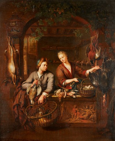 ゲームカウンター（パネルに油彩） 作： Willem van (after) Mieris