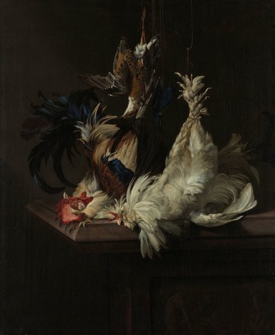 鶏のある静物 家禽のある静物 作： Willem van Aelst