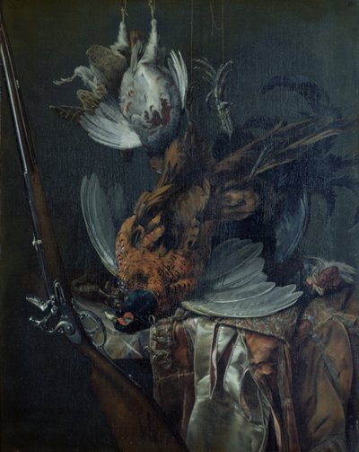 デッドゲームのある静物（キャンバスに油彩） 作： Willem van Aelst