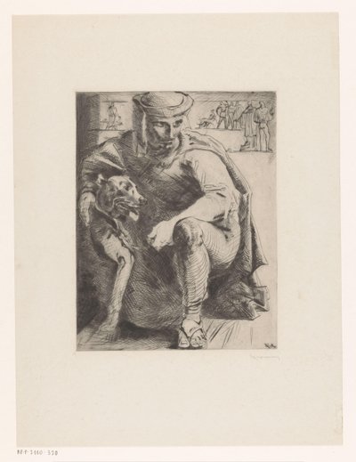 ハンターと犬 作： Willem van Konijnenburg (signed by artist)