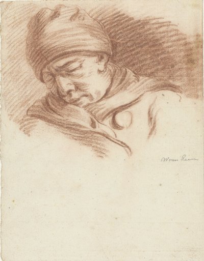 帽子をかぶって眠る男（自画像？） 作： Willem van Leen