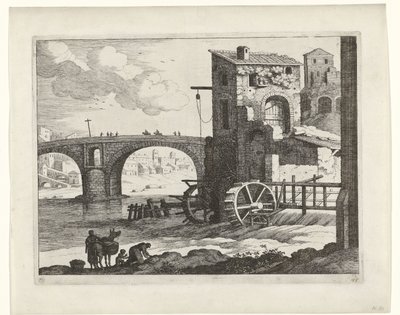 橋と水車 イタリアの風景（連載タイトル） 作： Willem van Nieulandt (II)