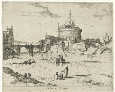 サンタンジェロ城 Castello di St. Angelo (オブジェクトのタイトル) ローマの景色 (シリーズ タイトル) 作： Willem van Nieulandt (II)